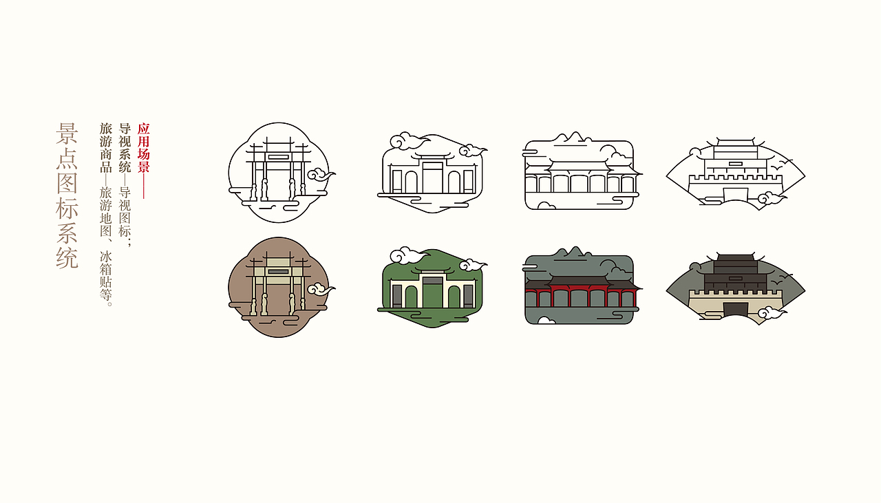 徽州古城八大景点icon设计