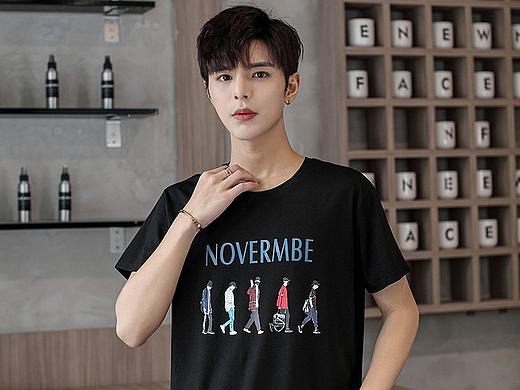 T1115：冰瓷棉汗衫（男款、休闲人物印花）