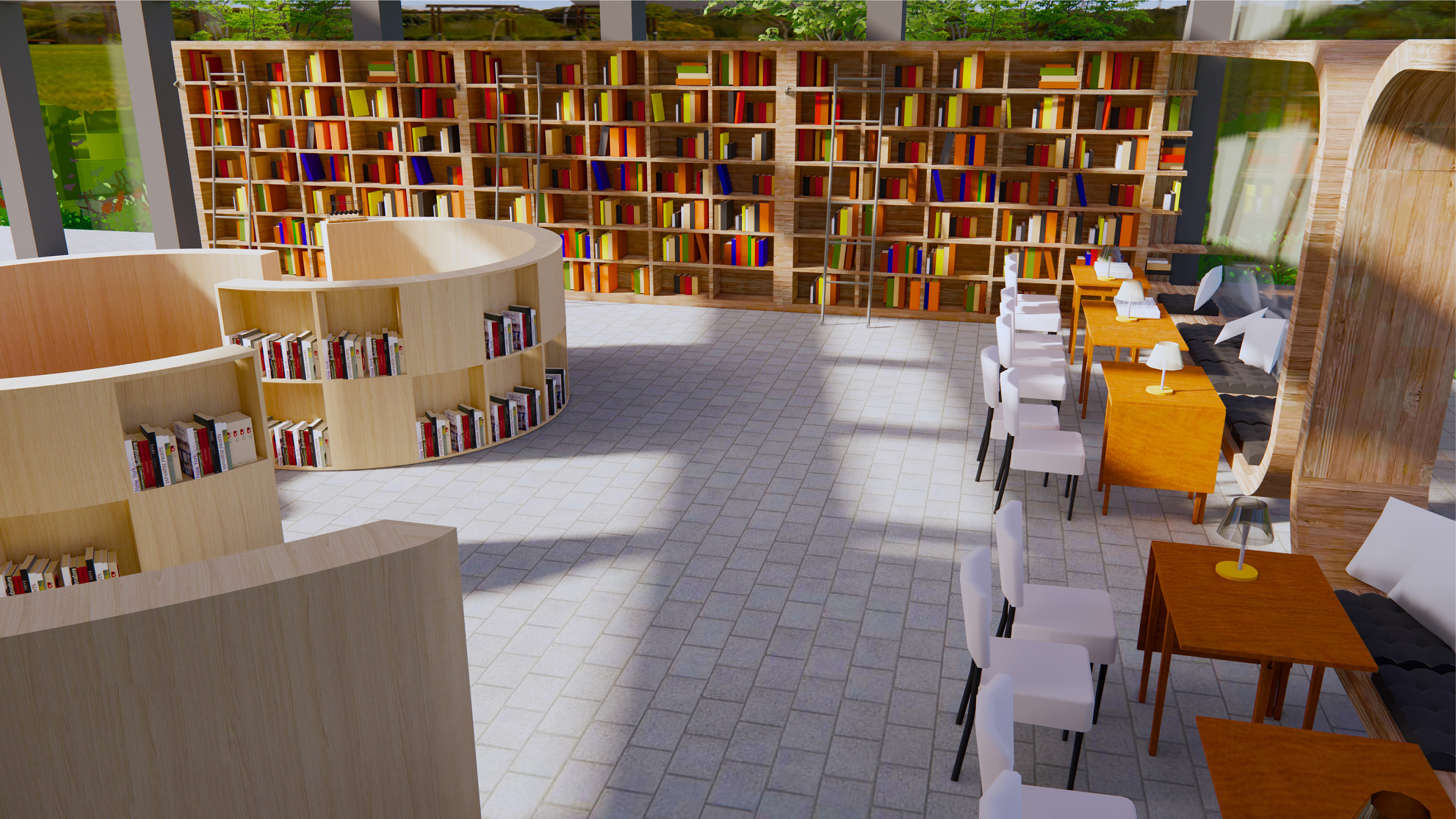 团山茶社 茶餐厅 阳光房公共读书角|三维|建筑/空间|一陈怪兽一