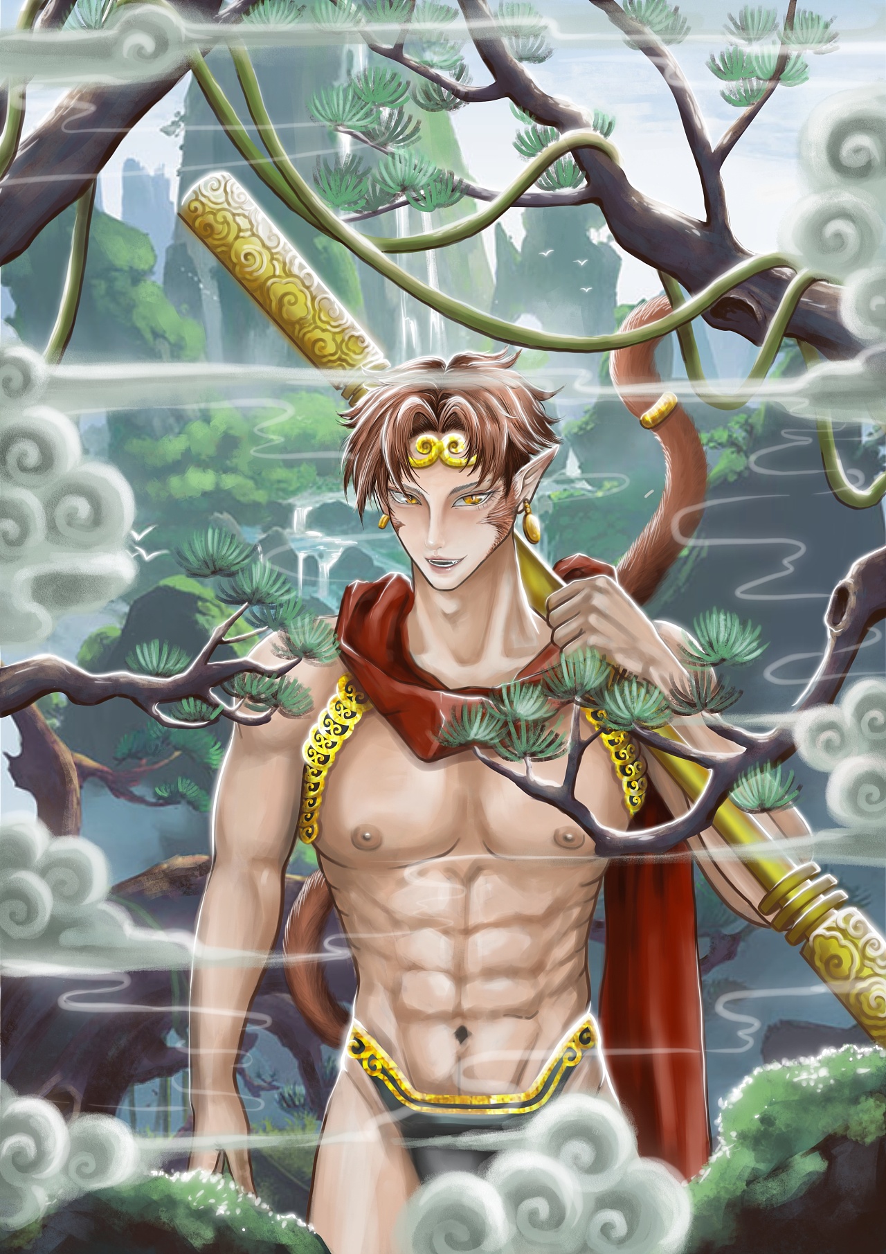 通过自己的想法结合十二生肖拟人化,来创作自己喜欢风格的插画,山水