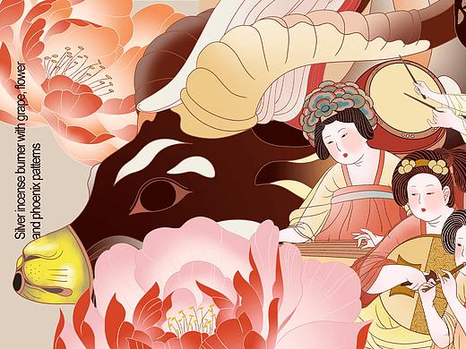 丝绸之路文物系列——何家村唐代出土文物插画