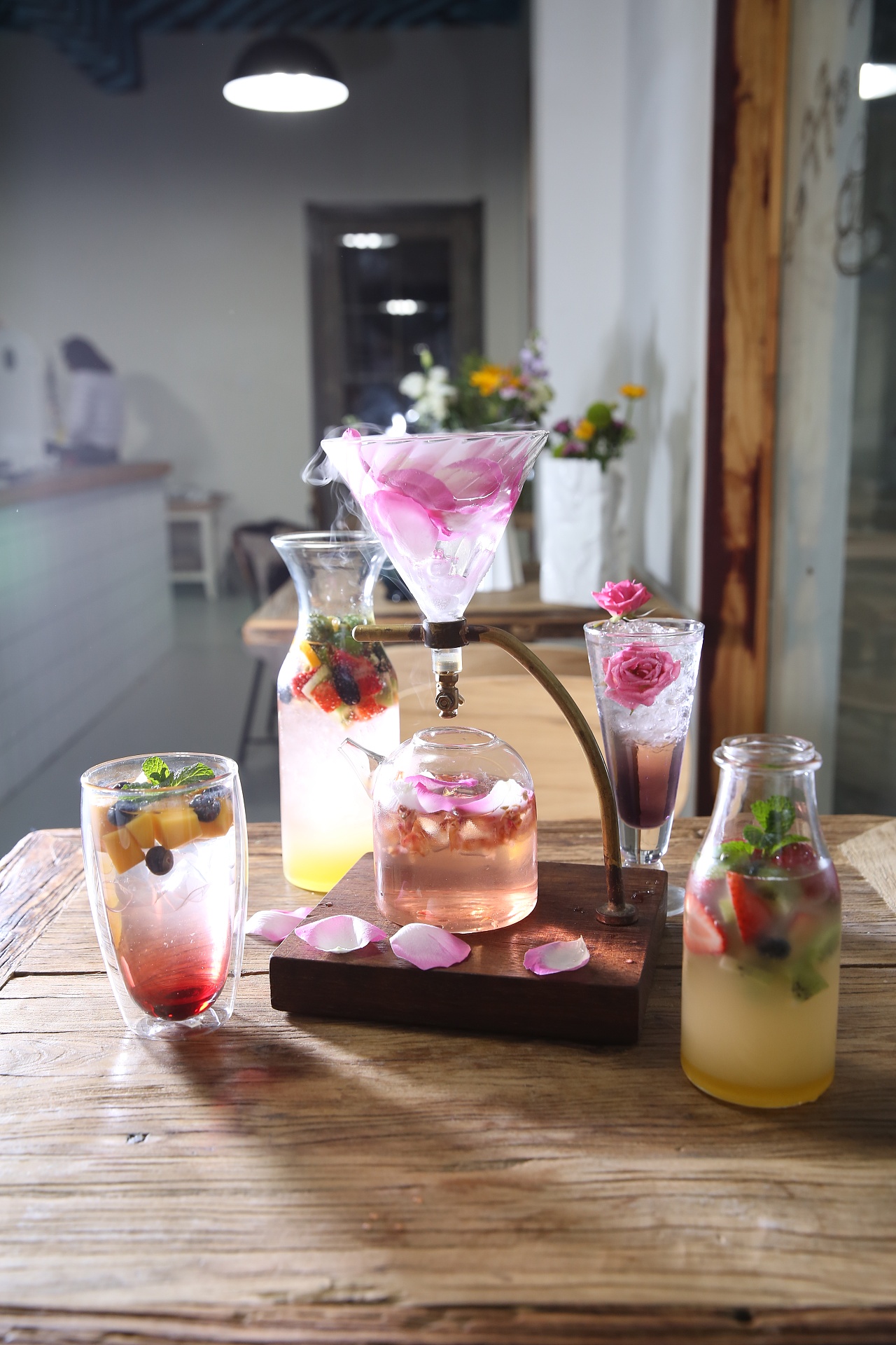 玫瑰花茶气泡水