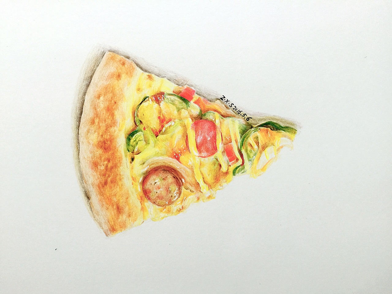 彩铅美食—披萨