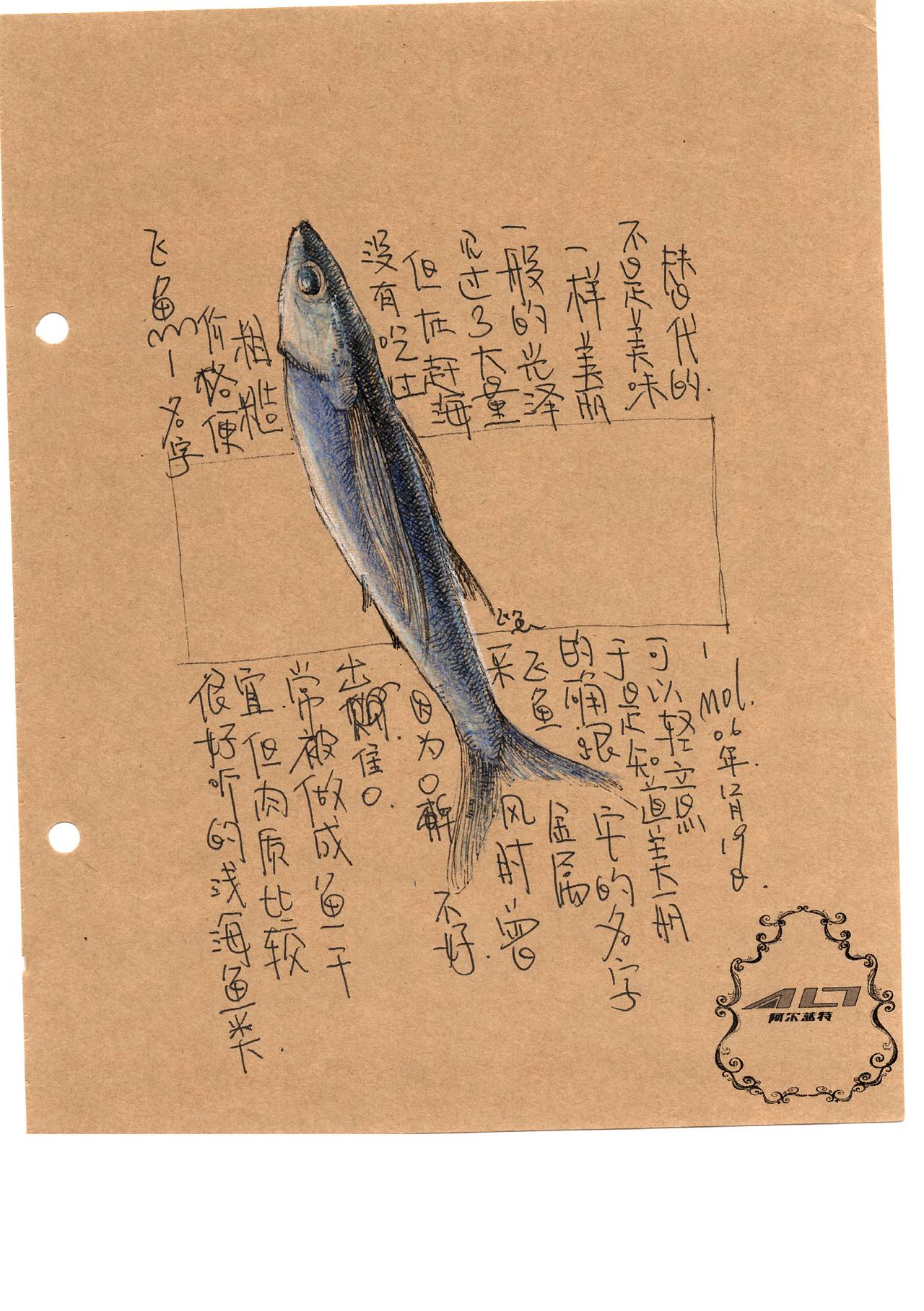 这个关于海鲜的插画手稿(一)