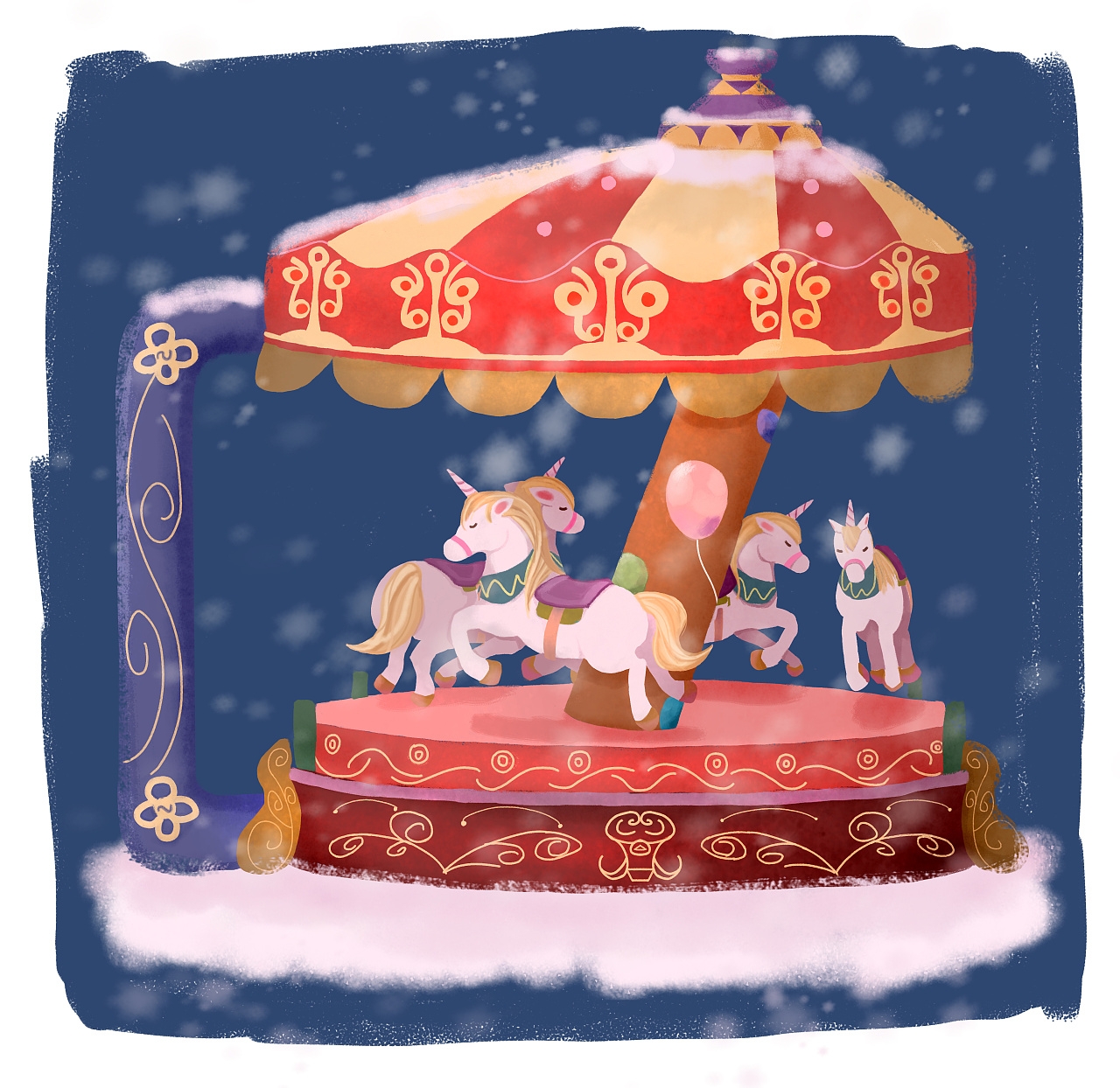 旋转木马|插画|商业插画|月半柠檬美少喵 - 原创作品 - 站酷 (zcool)