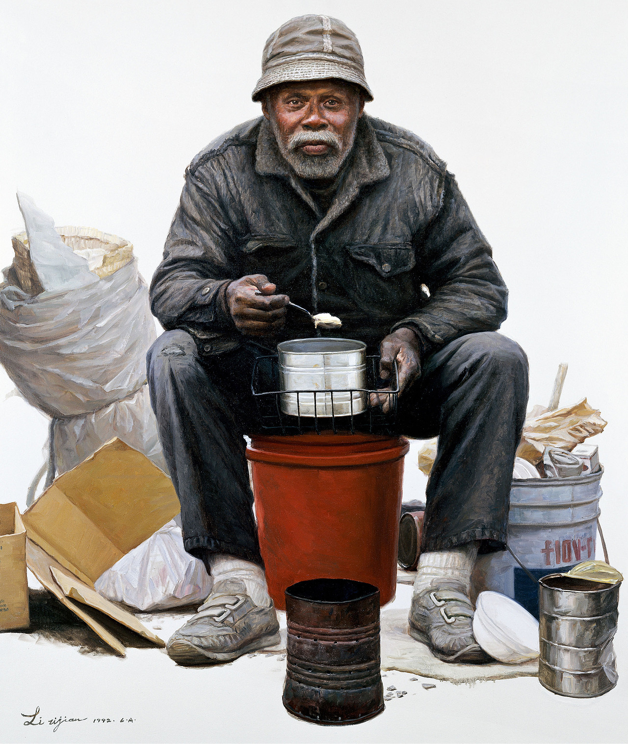 李自健美国流浪汉系列油画作品