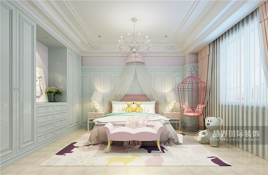 天伦庄园245平叠墅美式风格装修设计案例