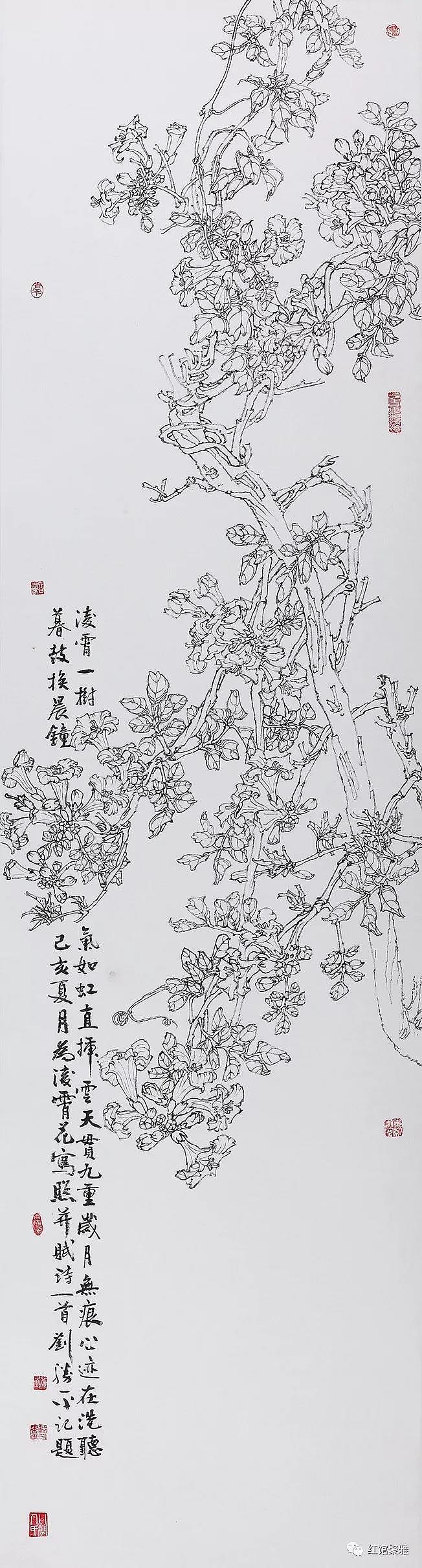 凌霄花
凌霄一树气如虹,直插云天贯九重。<br>岁月无痕心迹在,洗听暮鼓换晨钟。