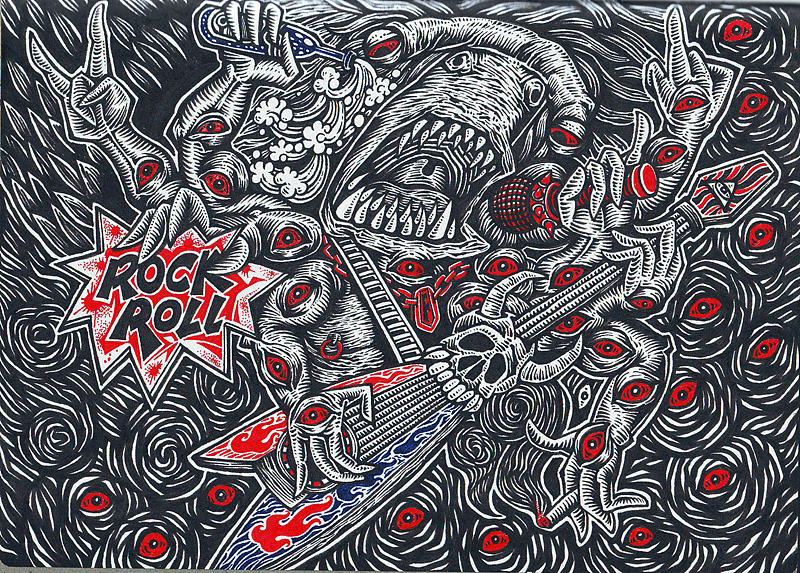 地狱rockroll手绘过程