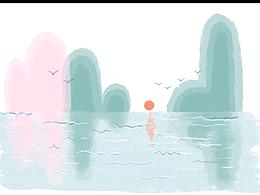 画一个夕阳