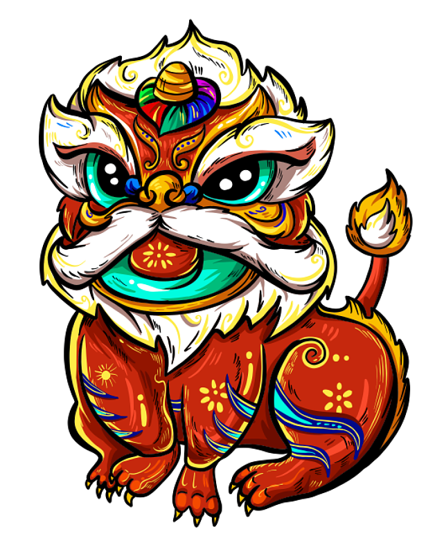 国潮新年舞狮子~（图ZMTg2NjM3ODUy） - 商业插画 - 站酷设计师大禹哥Yuger原创素材 - 站酷ZCOOL