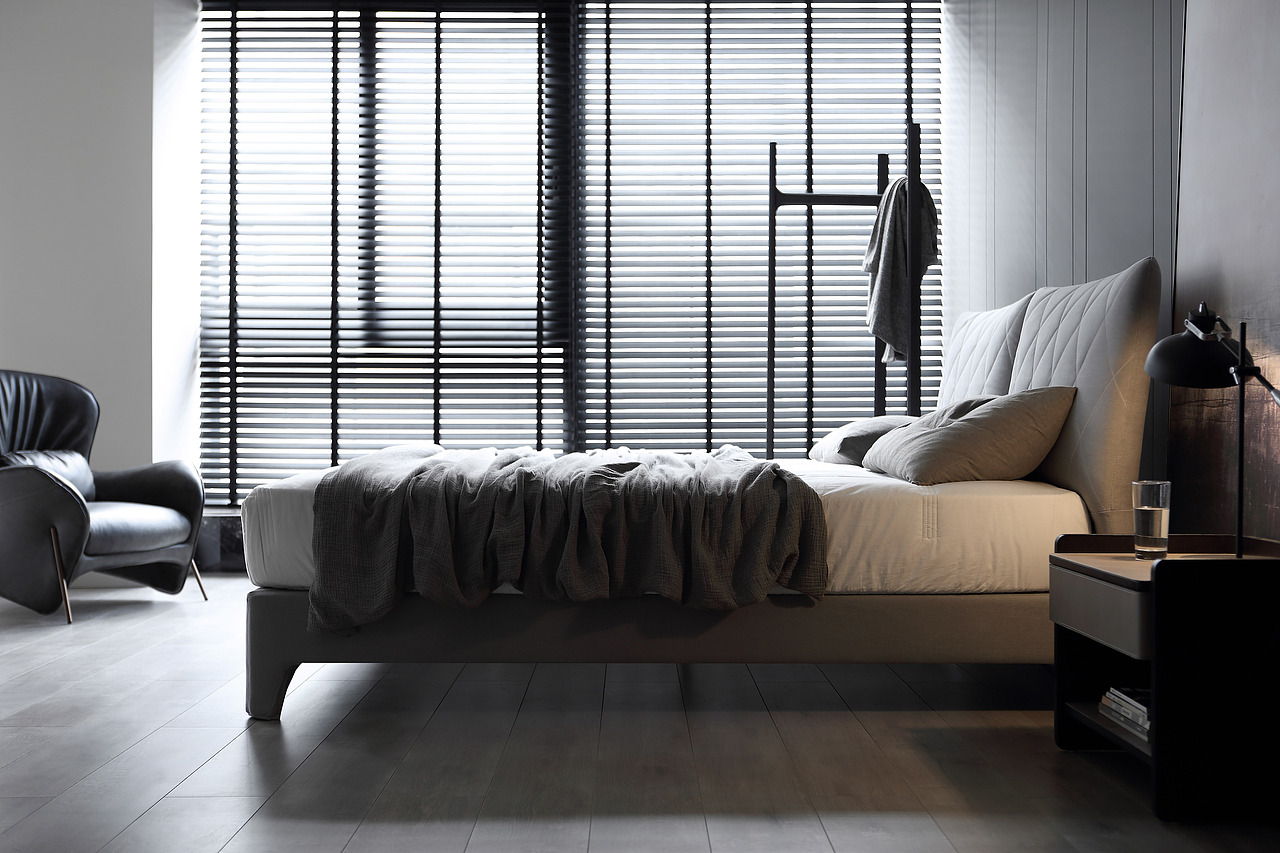 灰色布艺床（图ZMjQxNzM0NDY0） - 家装设计 - 站酷设计师黑白灰主旋律原创素材 - 站酷ZCOOL