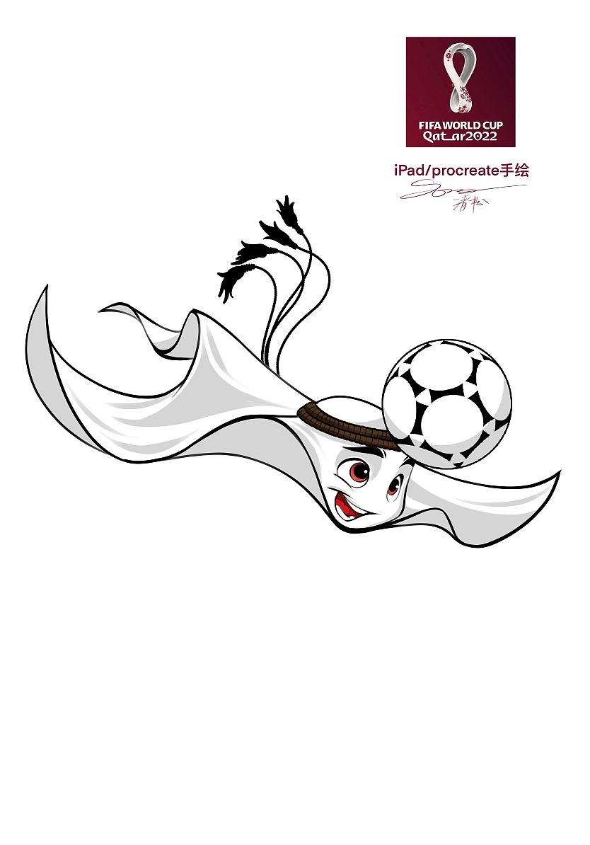 下滑15张卡塔尔世界杯吉祥物 手绘稿可临摹（图ZMzI1MTQxNTMy） - 单幅漫画 - 站酷设计师清松珠宝课堂原创素材 - 站酷ZCOOL