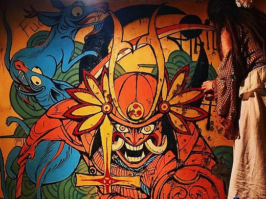 samurai日本武士墙绘作品