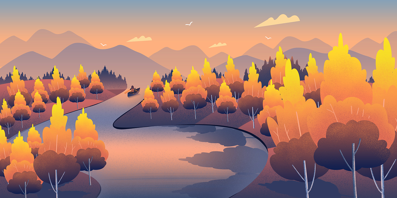 秋天扁平风插画|插画|商业插画|奶糖心 - 原创作品 - 站酷 (zcool)