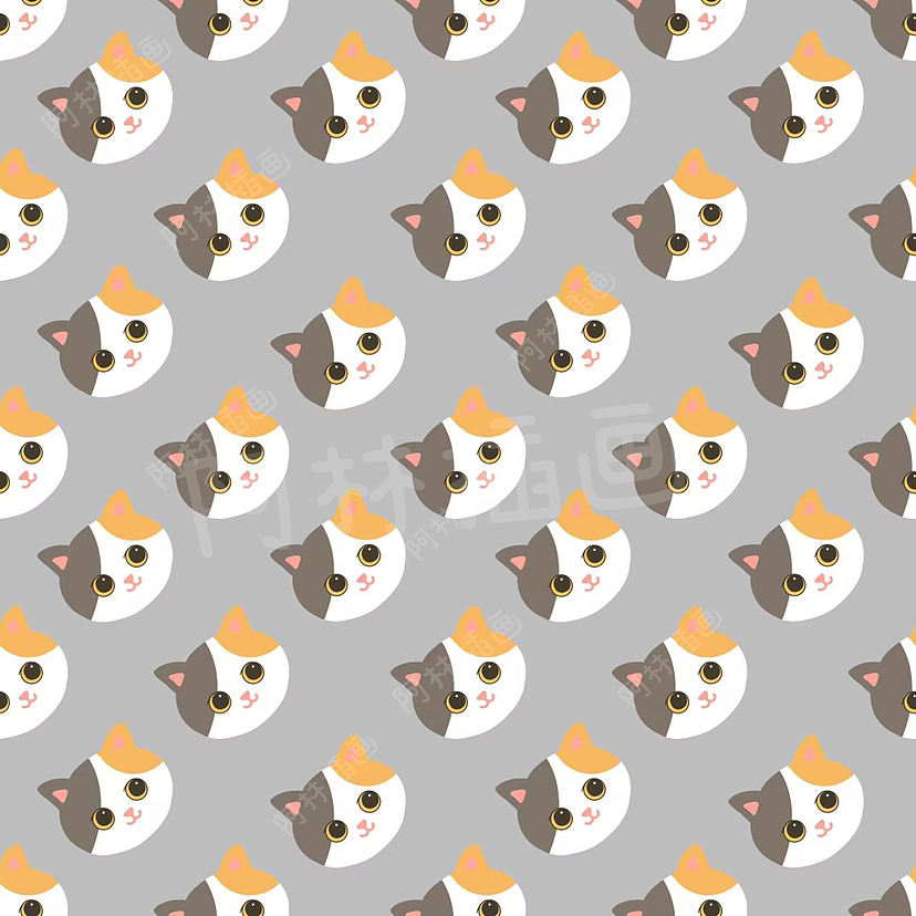原创猫咪卡通印花图案设计