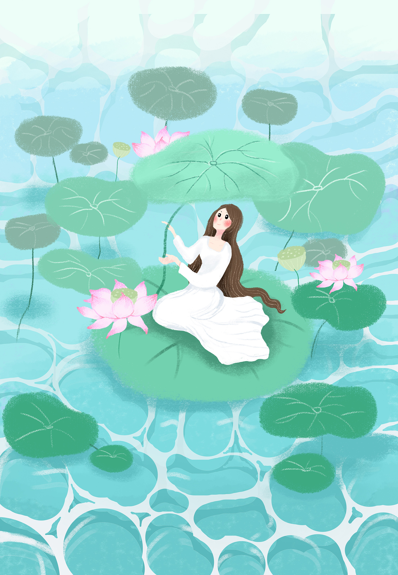 采莲|插画|创作习作|阿锦吖 - 原创作品 - 站酷 (zcool)