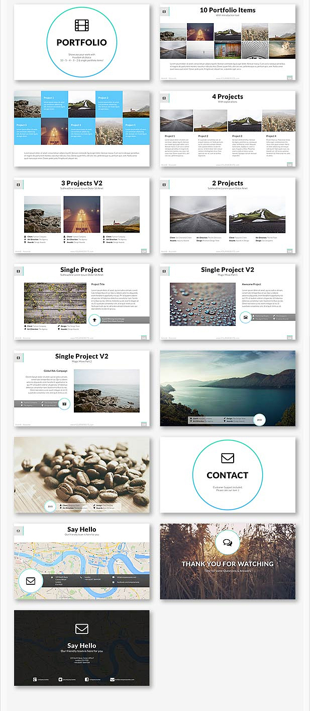 经典欧美风格PPT模板多种树状图