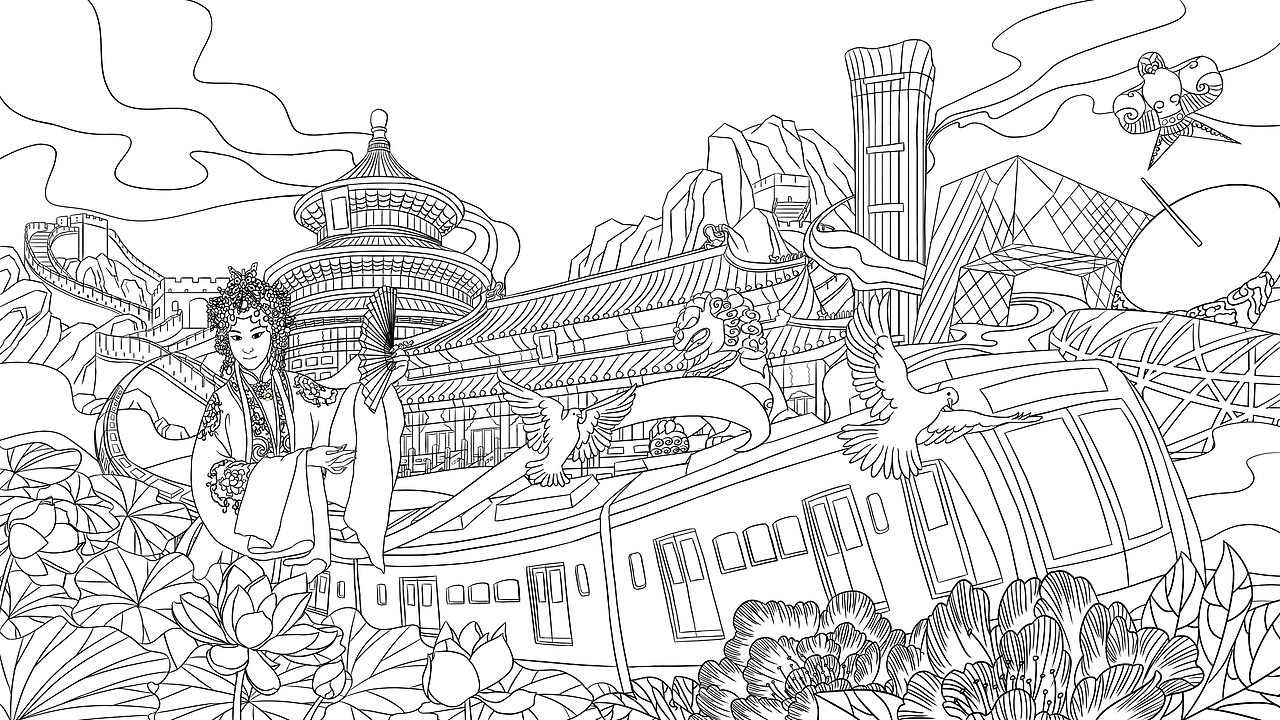 北京国潮主题原创插画（图ZMjkxODgxMTg4） - 商业插画 - 站酷设计师小P羊肖恩原创素材 - 站酷ZCOOL