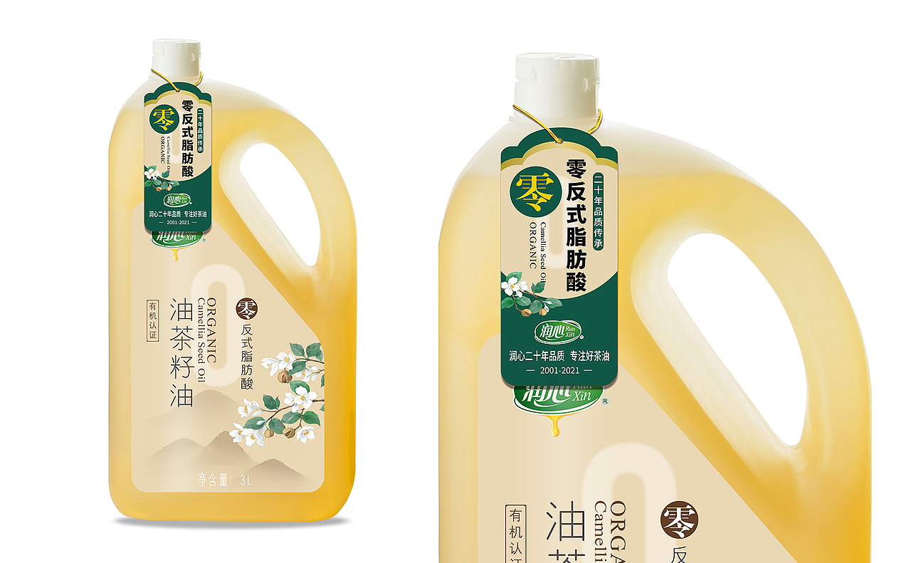 润心零反式脂肪酸有机油茶籽油3l