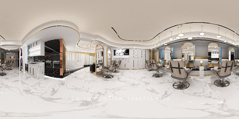 尺寸设计|上海理发店发廊空间效设计,低调中彰显高贵