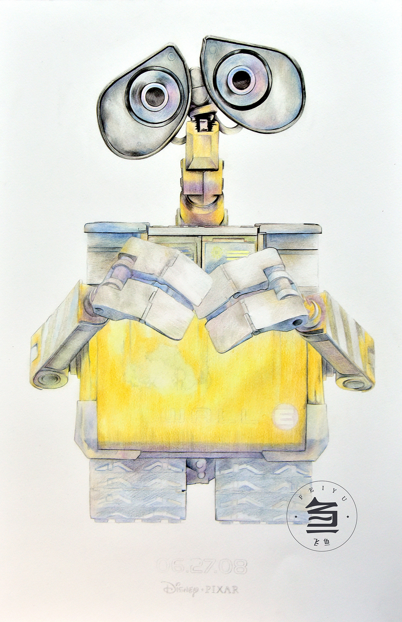 彩铅-机器人瓦力|纯艺术|绘画|洪帮主彩铅_原创作品-站酷zcool