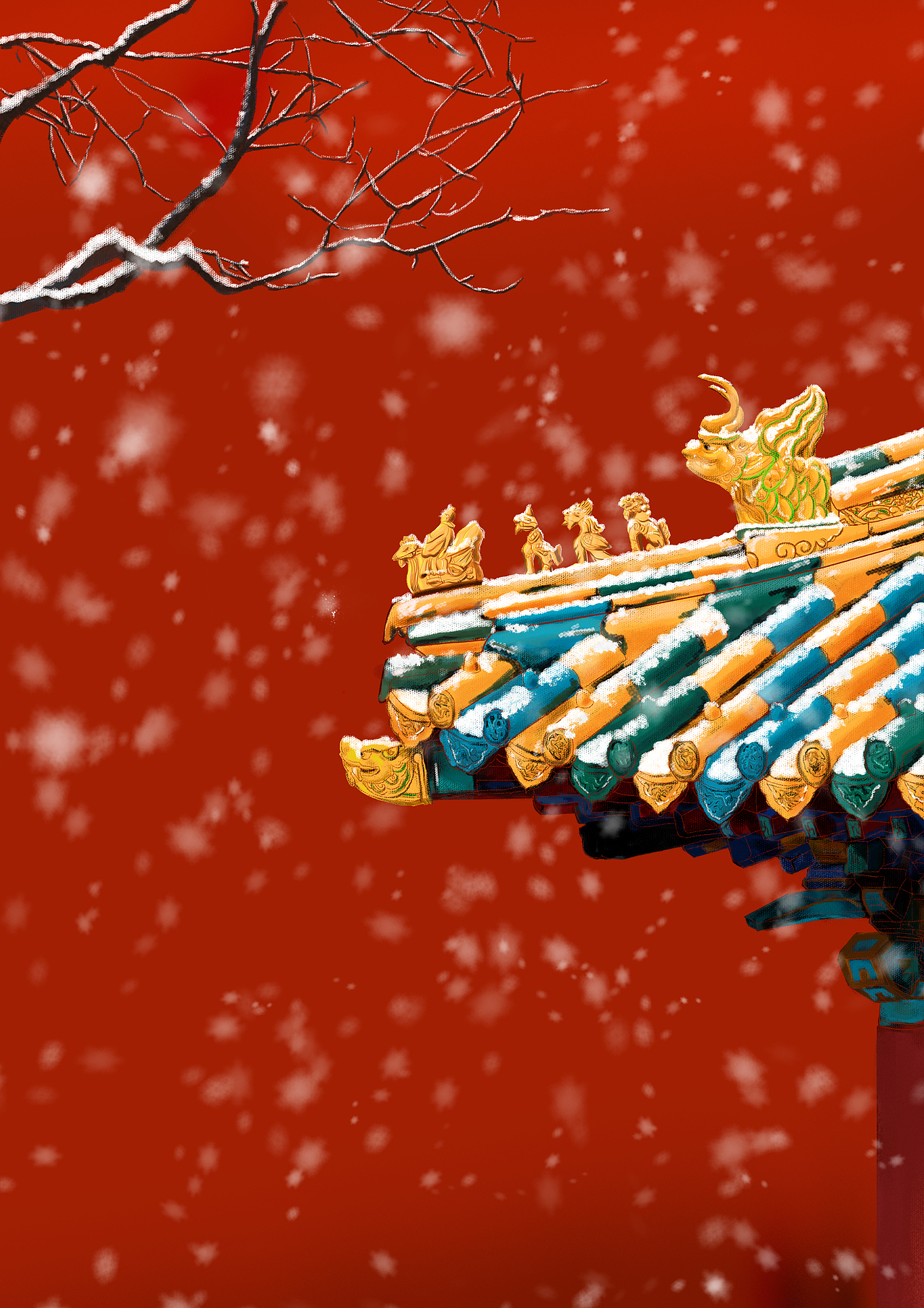 故宫的雪|插画|游戏原画|尤牧_原创作品-站酷zcool