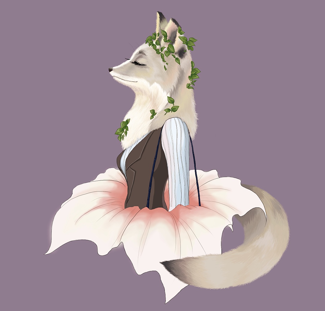 发个过程图～ 期间修修改改好多次,最后确定了一只银狐狸小姐