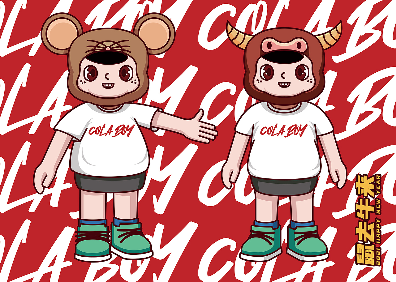 个人原创ip形象设计colaboy2021新年海报