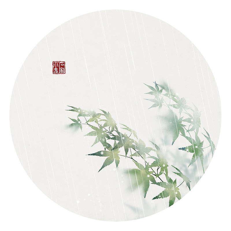【中国风插画】雨季枫叶（图ZMjIwMTM2MzE2） - 创作习作 - 站酷设计师石家小鬼原创素材 - 站酷ZCOOL