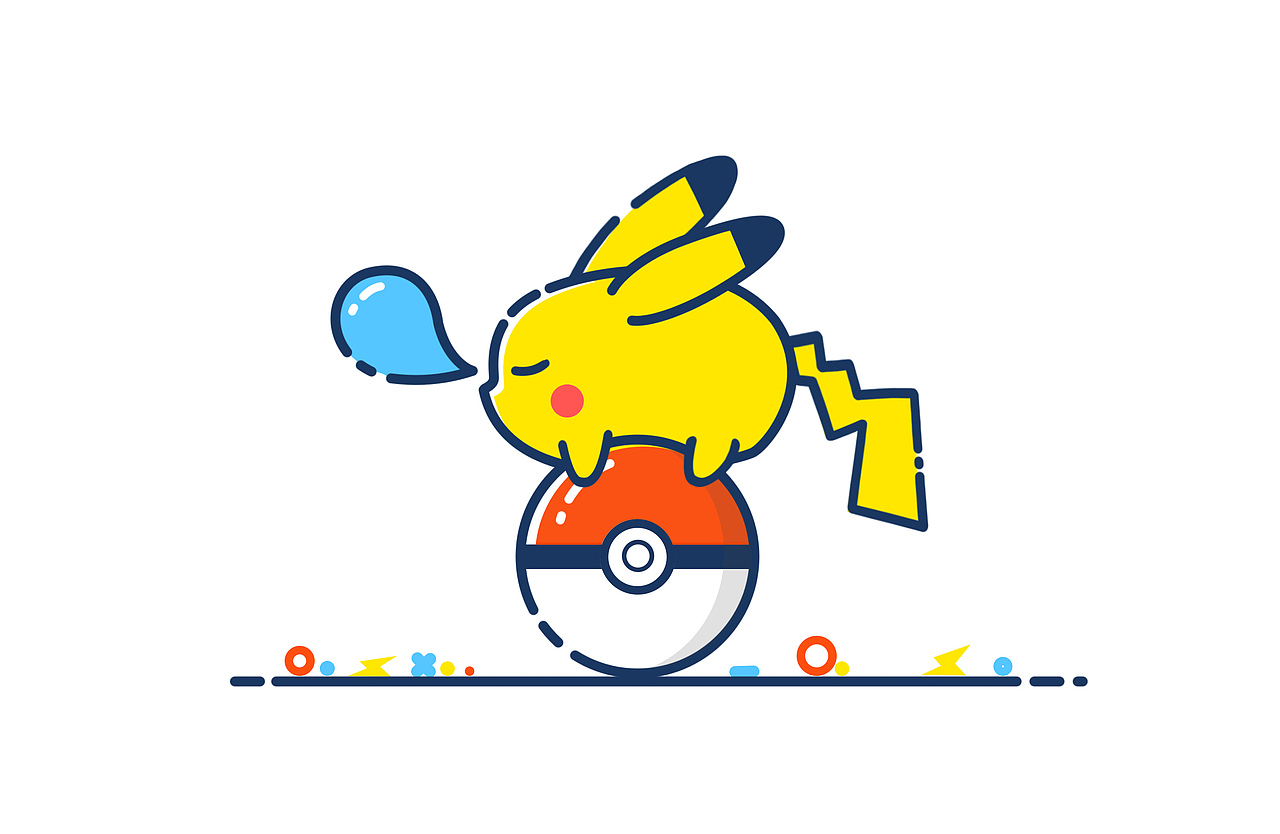皮卡丘平面插画（图ZNzMwMDg4NzI=） - IP形象 - 站酷设计师竹楼听雪原创素材 - 站酷ZCOOL