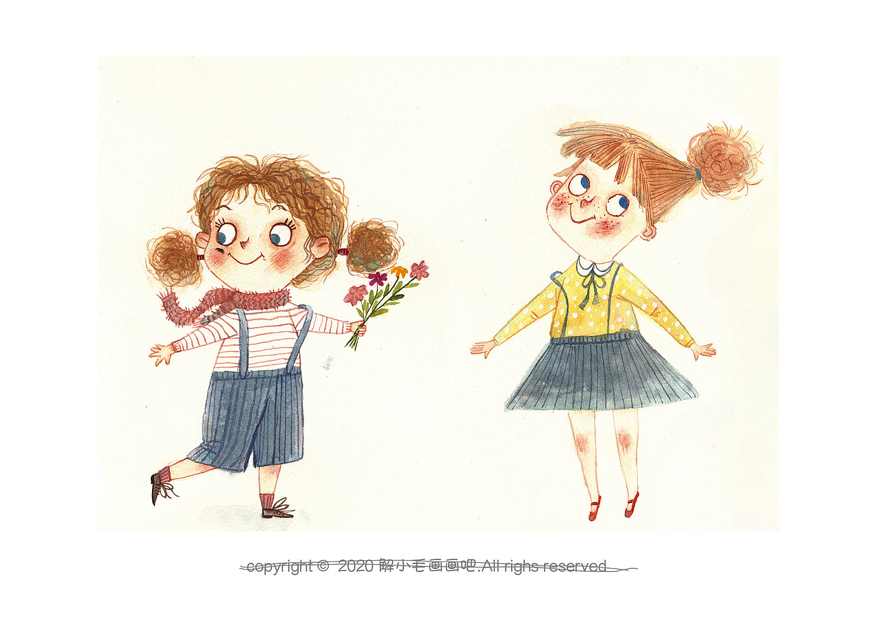 水彩人物（图ZMjM2MDc2MzI0） - 儿童插画 - 站酷设计师解小毛插画原创素材 - 站酷ZCOOL