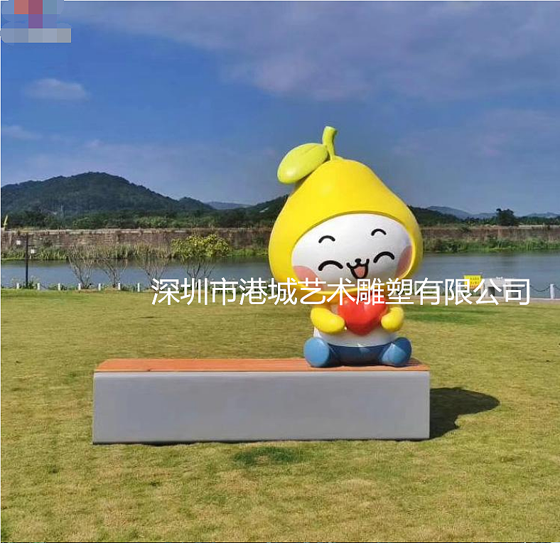 梅州红心柚子形象吉祥物玻璃钢卡通蜜柚娃人偶公仔雕塑