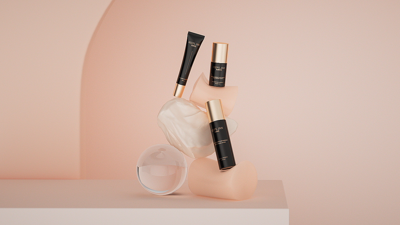 C4D三维化妆品动画制作渲染3D护肤品套装建模渲染视频