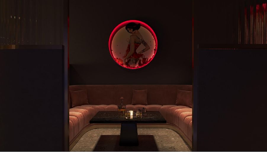 VIP区是酒吧中独立存在的小天地,是酒吧内最静的区域,身处其中感受两种完全不同的氛围,VIP区的回形沙发,能更多的增加座位空间。