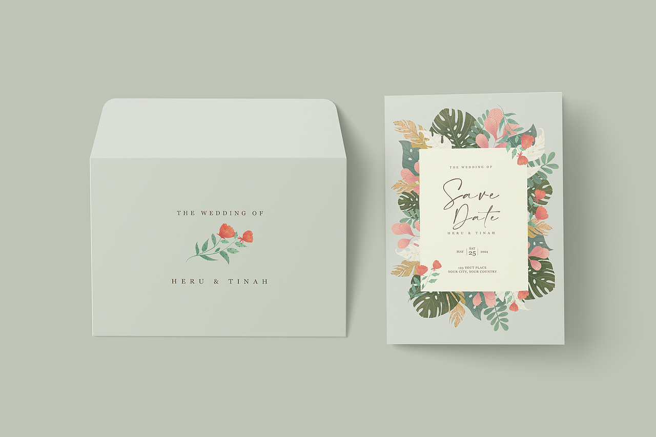 婚礼邀请函设计 - 植物肌理插画（图ZMjg2Mjk4OTg4） - 商业插画 - 站酷设计师Tina设计工作室原创素材 - 站酷ZCOOL