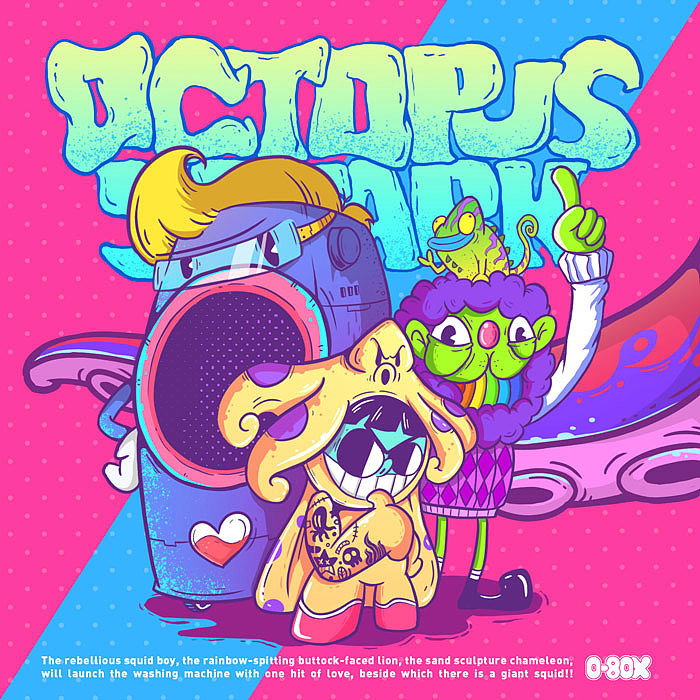 关键词:「乌鱼说」的形象(形式不限)/潮流/爱心/变色龙/彩虹屁/洗衣机
叛逆的乌鱼小子,口吐彩虹的屁脸狮,沙雕变色龙,会发射爱心一击的洗衣机,对了旁边还有只巨型乌贼出没!!