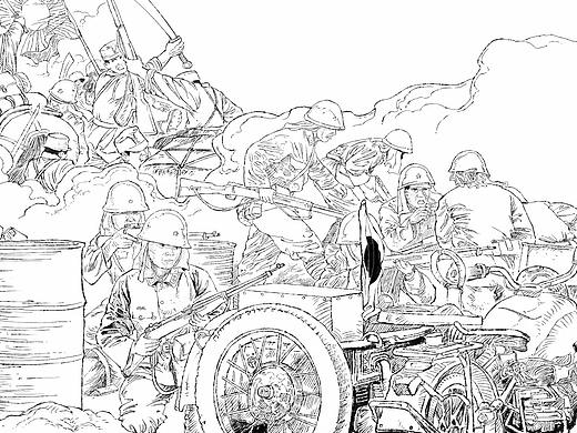 洗星海 黄河大合唱党建连环画 写实插画 人物速写线描