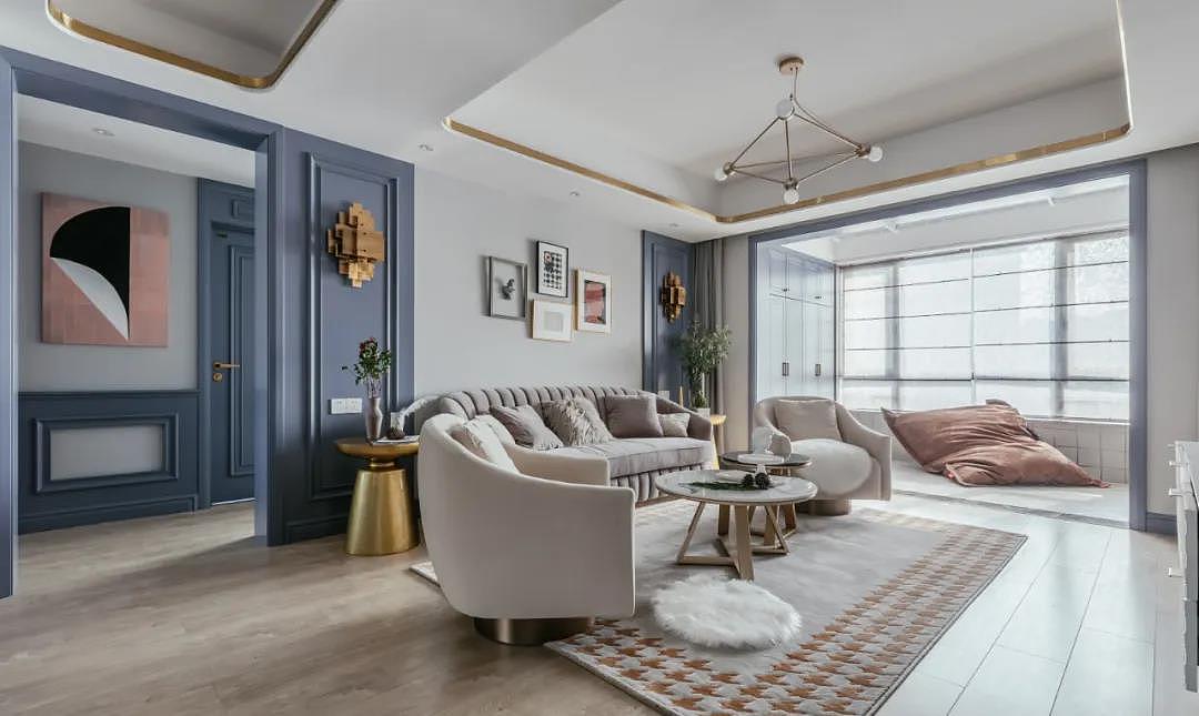 132平美式风三居室,客餐厅尽显优雅与格调