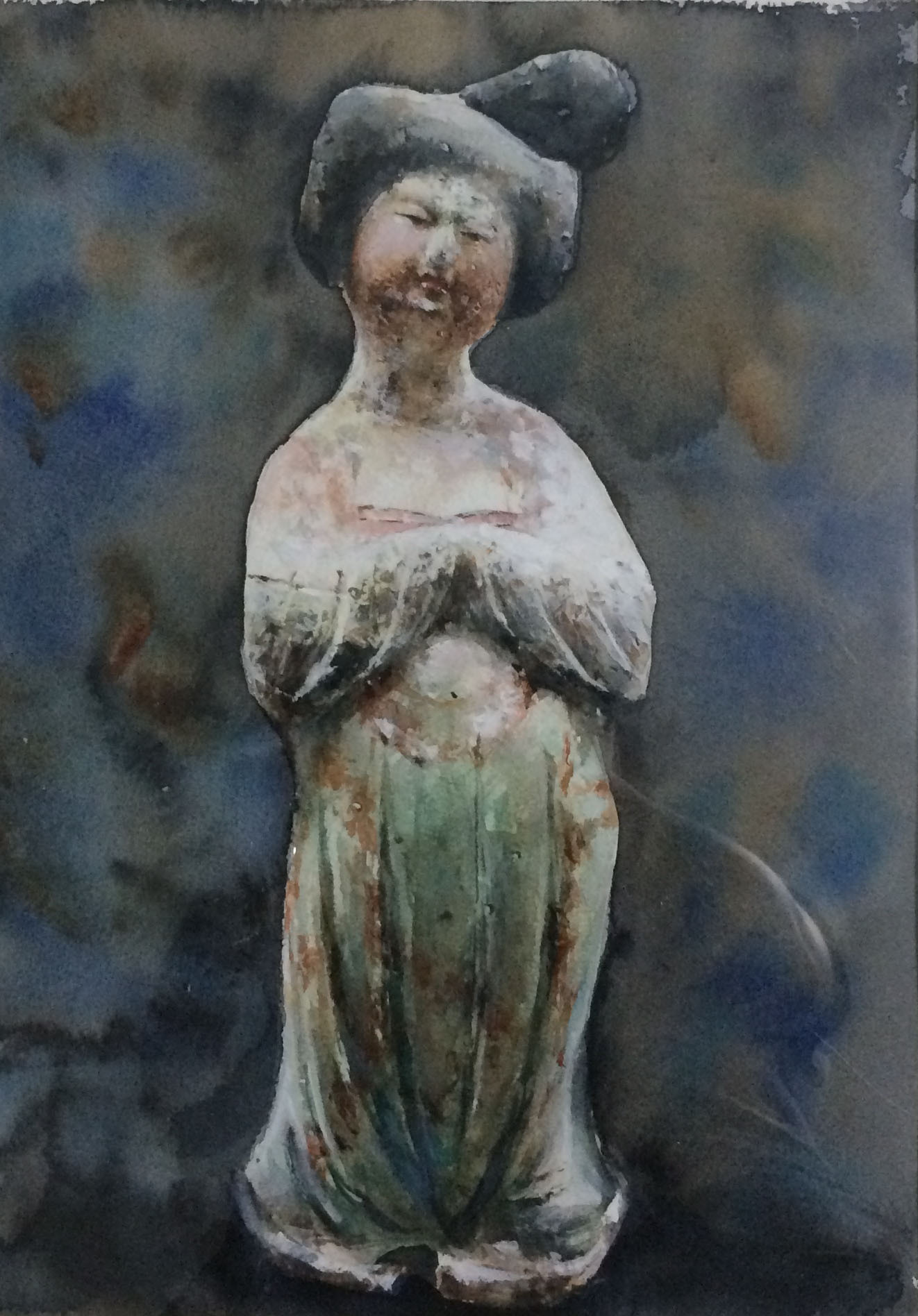 水彩临摹 唐三彩