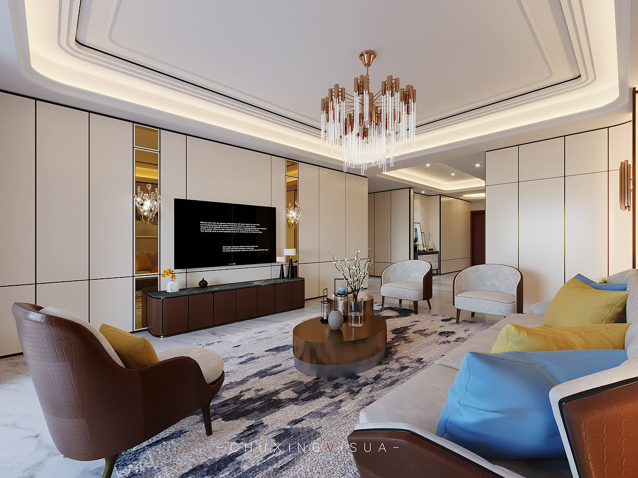 现代轻奢别墅-效果图