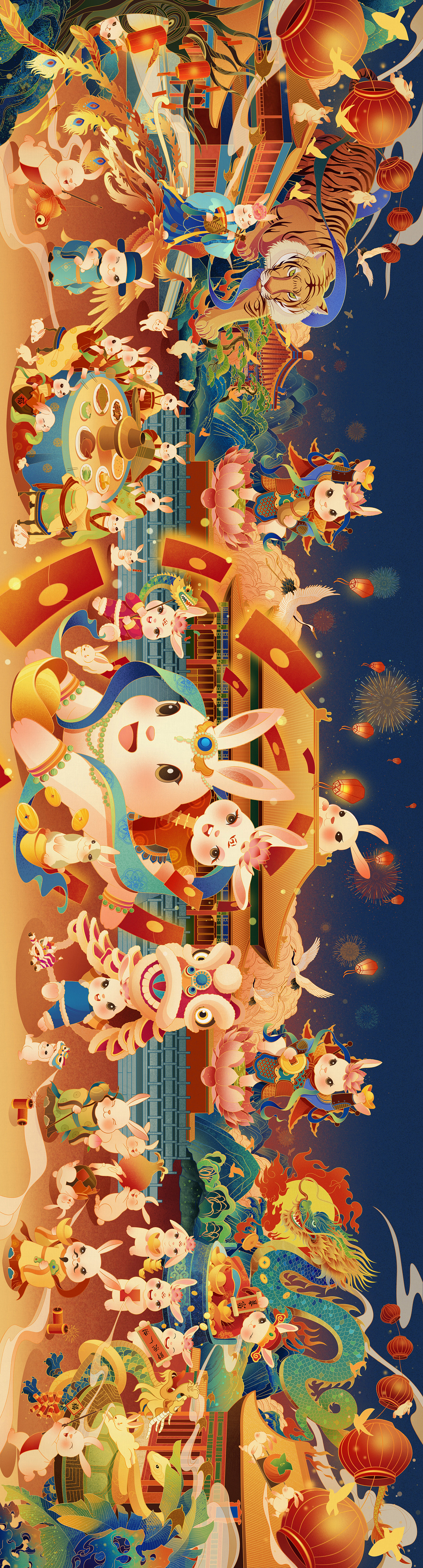 2023兔年春节国潮插画·海报——福兔迎春图（图ZMzE5Njc3ODAw） - 商业插画 - 站酷设计师Akira不加糖原创素材 - 站酷ZCOOL