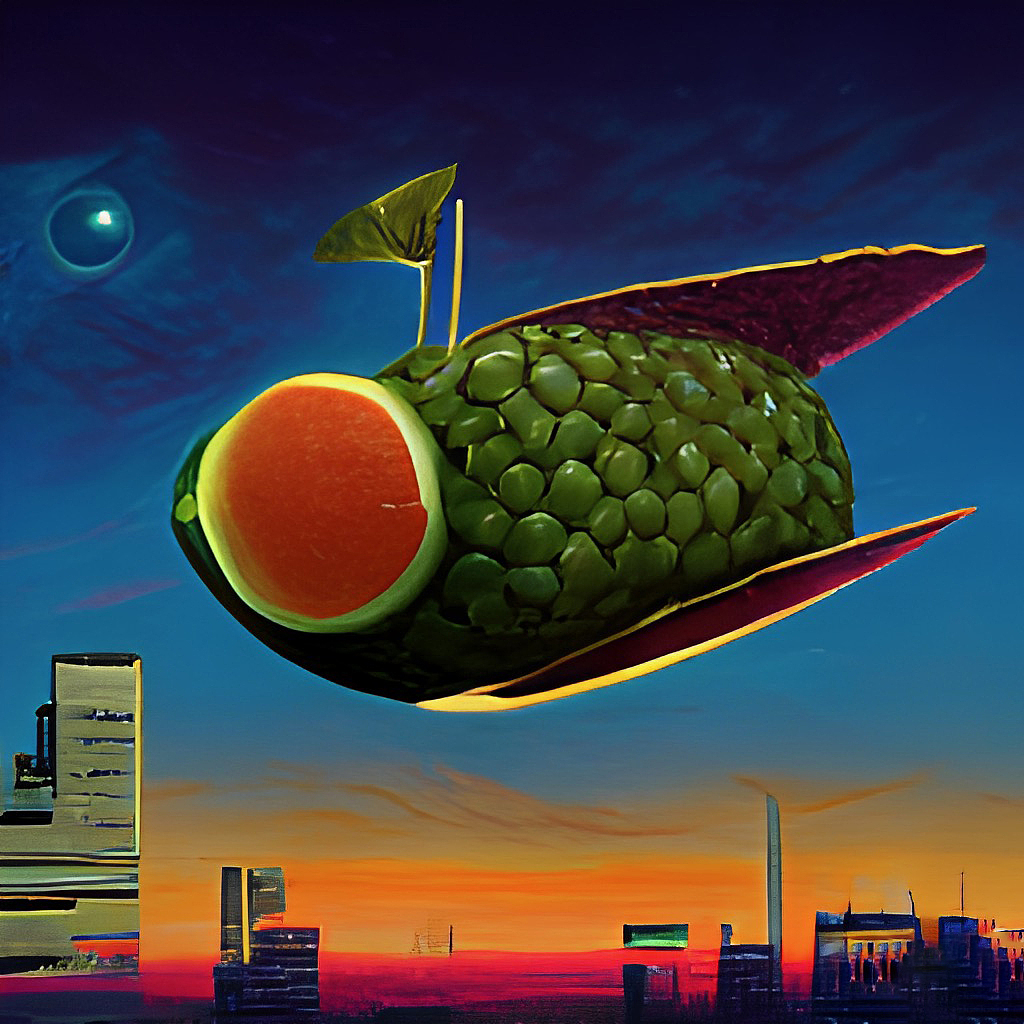 水果装饰画超现实飞船热气球
