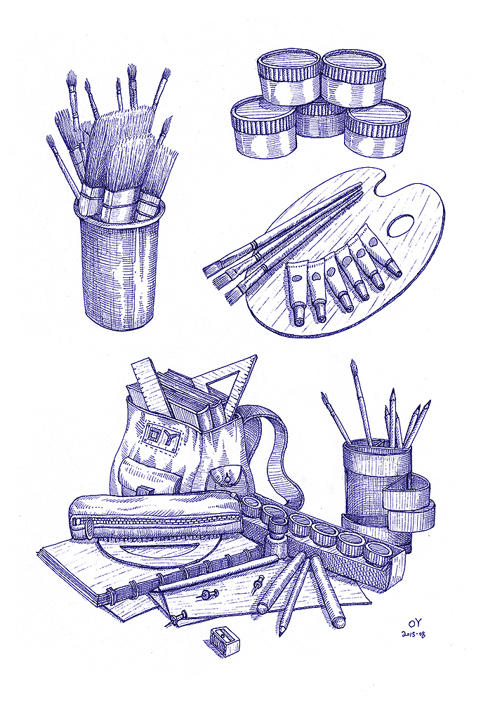 OY圆珠笔画：衣食住行用（图ZMzI3MjI4NzY=） - 艺术插画 - 站酷设计师欧阳鹏杰_OY原创素材 - 站酷ZCOOL