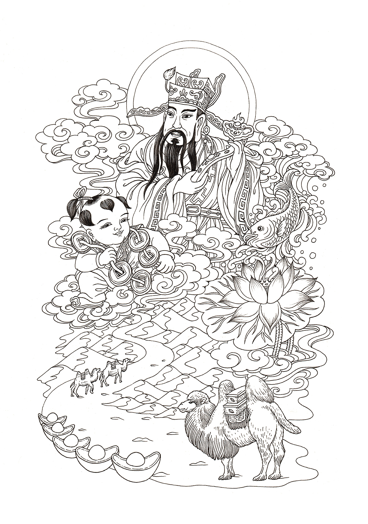 《财神、童子与丝路黄金茶》