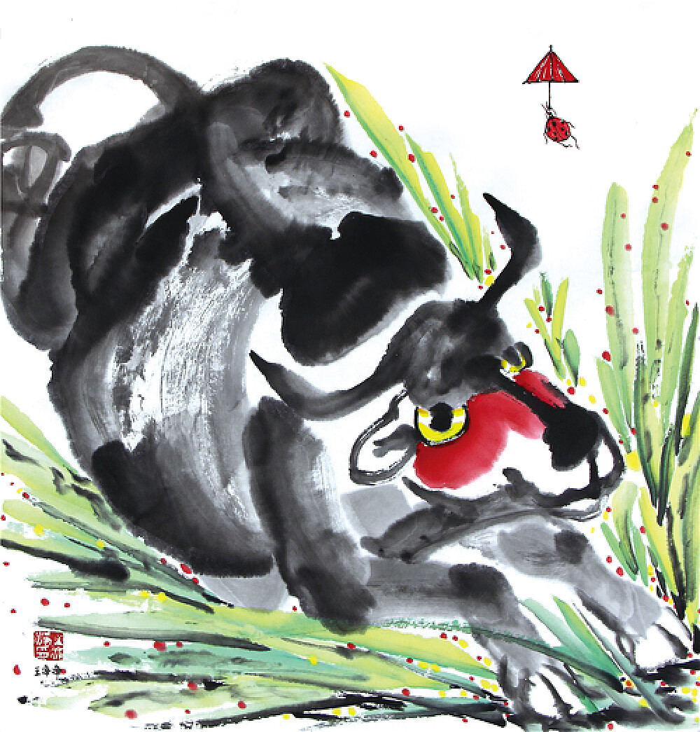 牛年画牛王净净42幅国画牛萌趣水墨牛