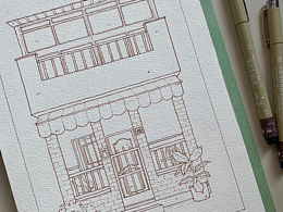 钢笔淡彩｜最近的线稿