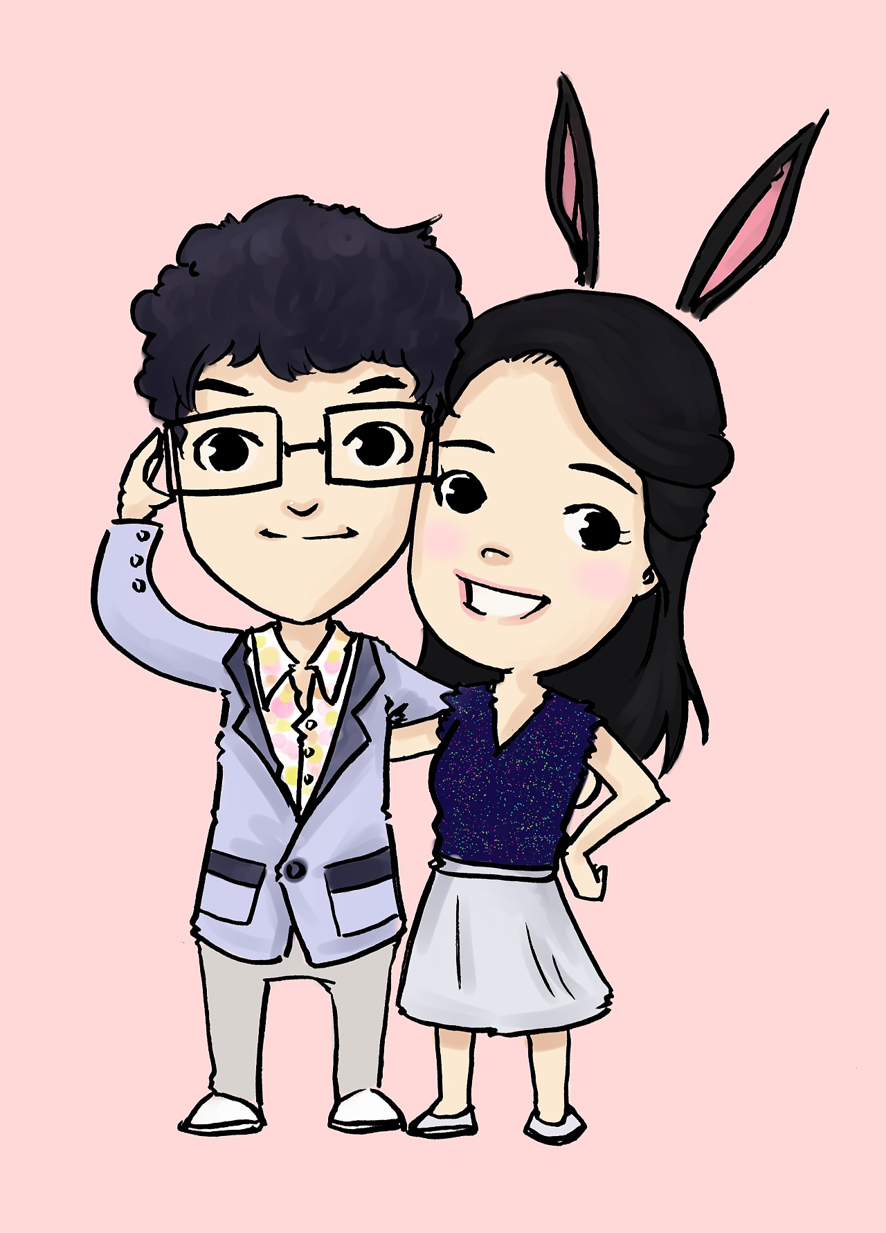 给周欣欣画的他们两口