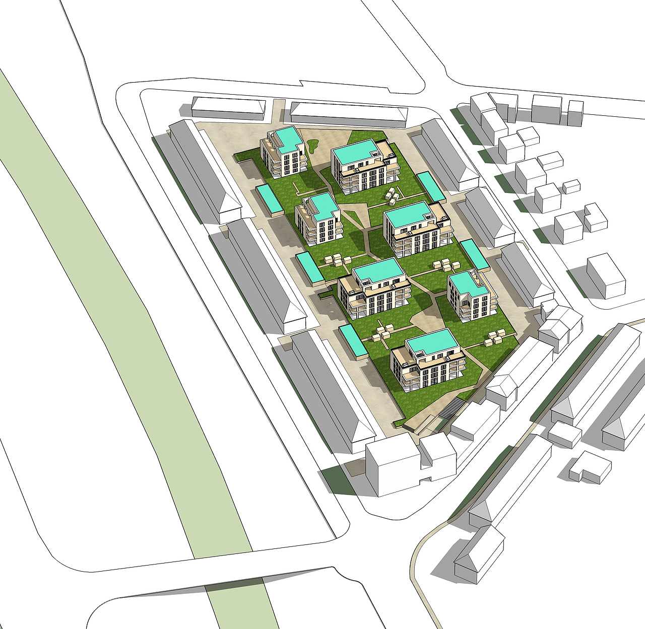 4 for sketchup临摹xoio白模风格鸟瞰图