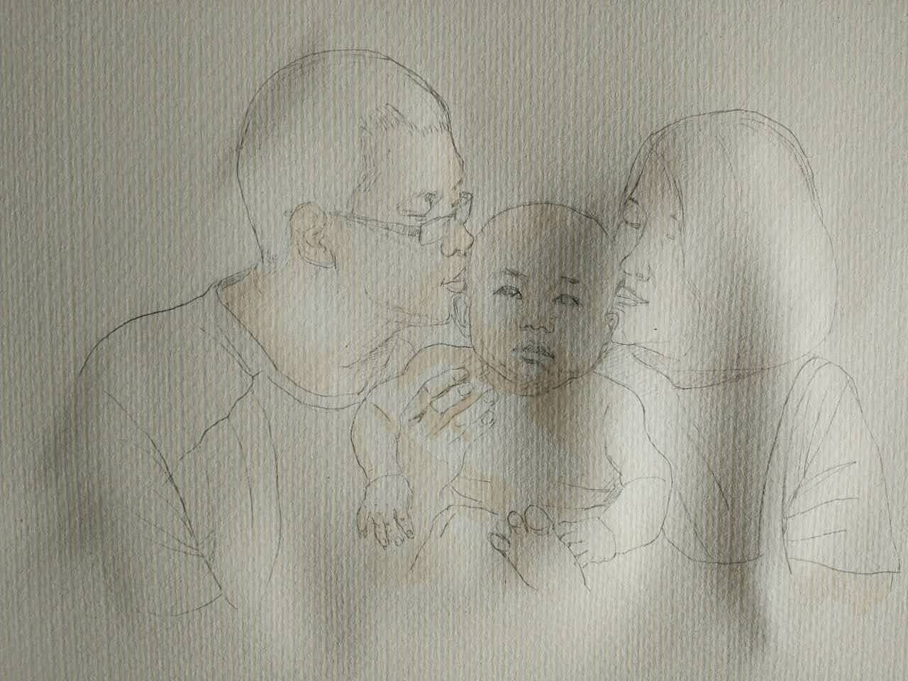 我们仨（图ZNTA0NDAxNzY=） - 绘画 - 站酷设计师蓝色我最爱原创素材 - 站酷ZCOOL